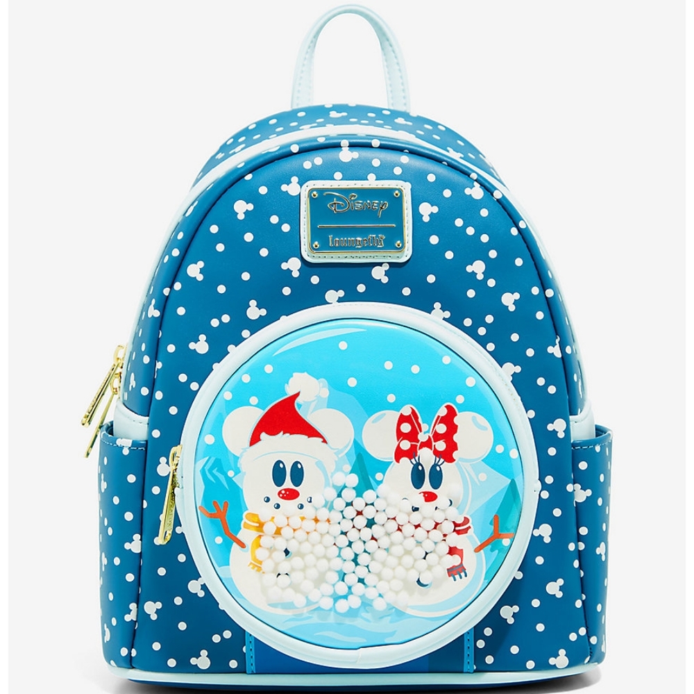 Loungefly Disney Mickey & Minnie Mouse Snow Globe Mini Backpack new with tags
